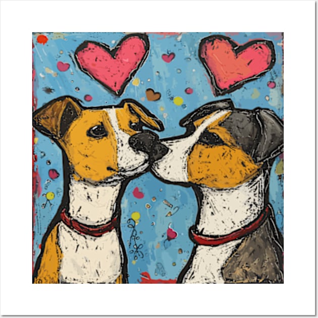 Dog Love 2024 Valentines Day Drawing Wall Art by peculiarbutcute